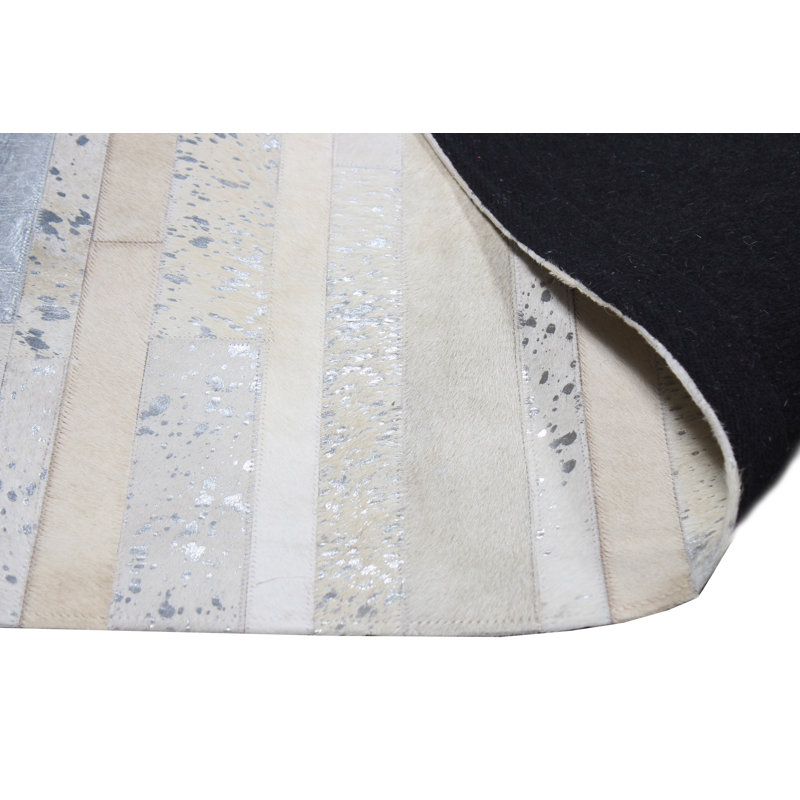 Gracie Oaks Iyaad Handmade Cowhide Silver Metallic Rug Wayfair